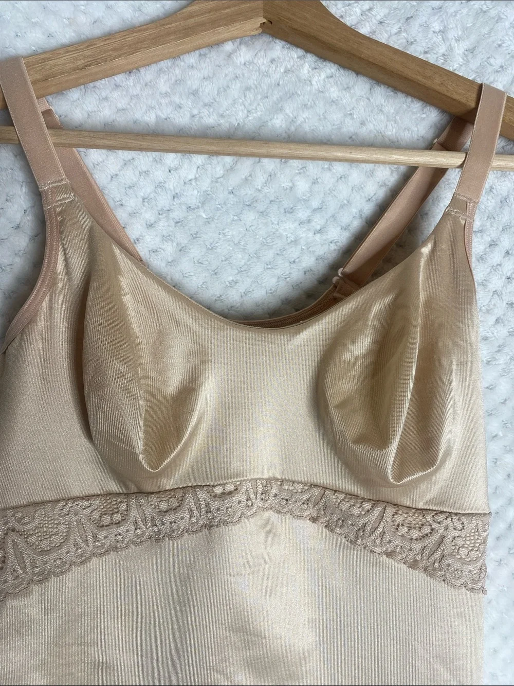 Ruby Ribbon Beige Shapewear Camisole with Lace Trim